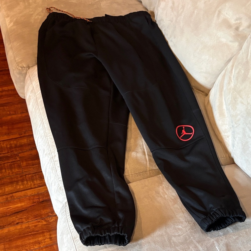 Jordan Black Sweatpants with Red Logo